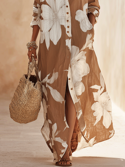 Amara Brown Floral Maxi Dress