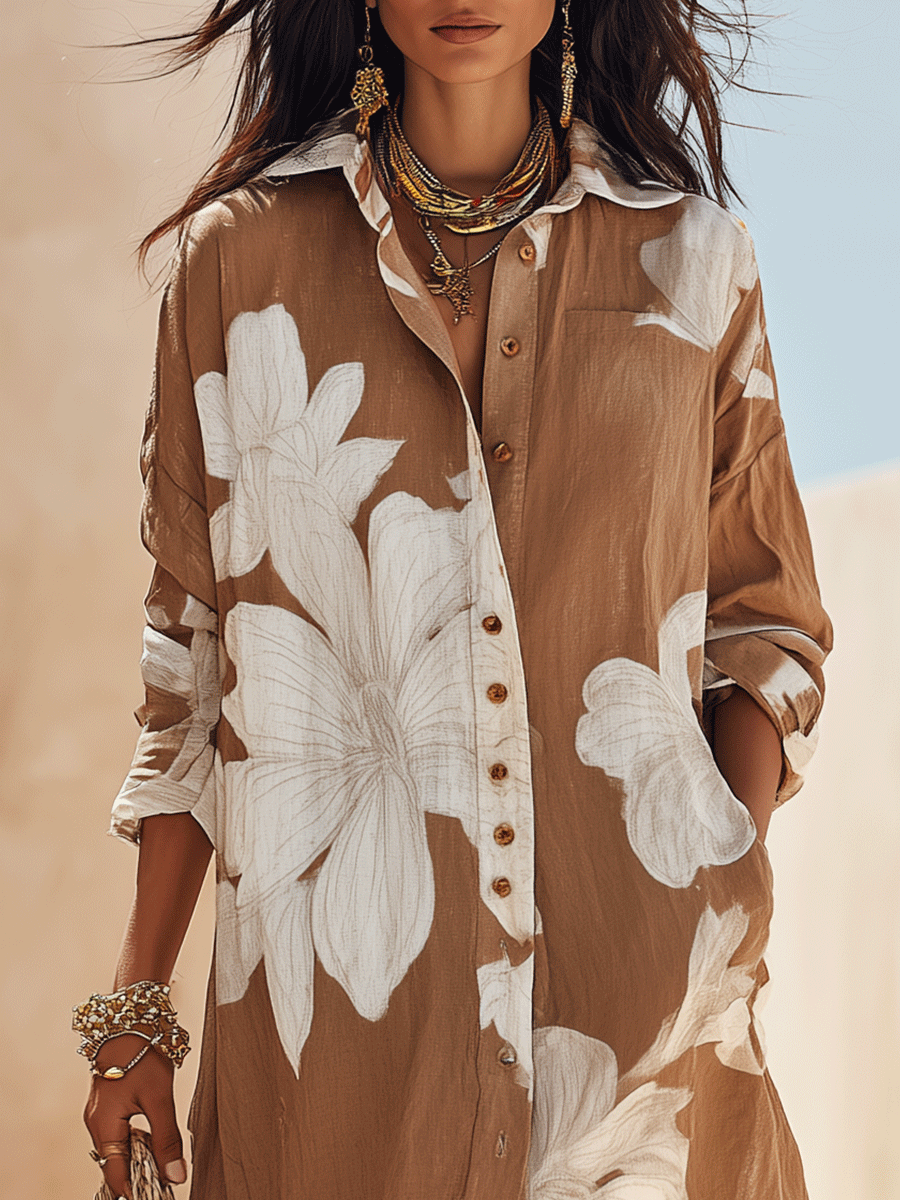 Amara Brown Floral Maxi Dress
