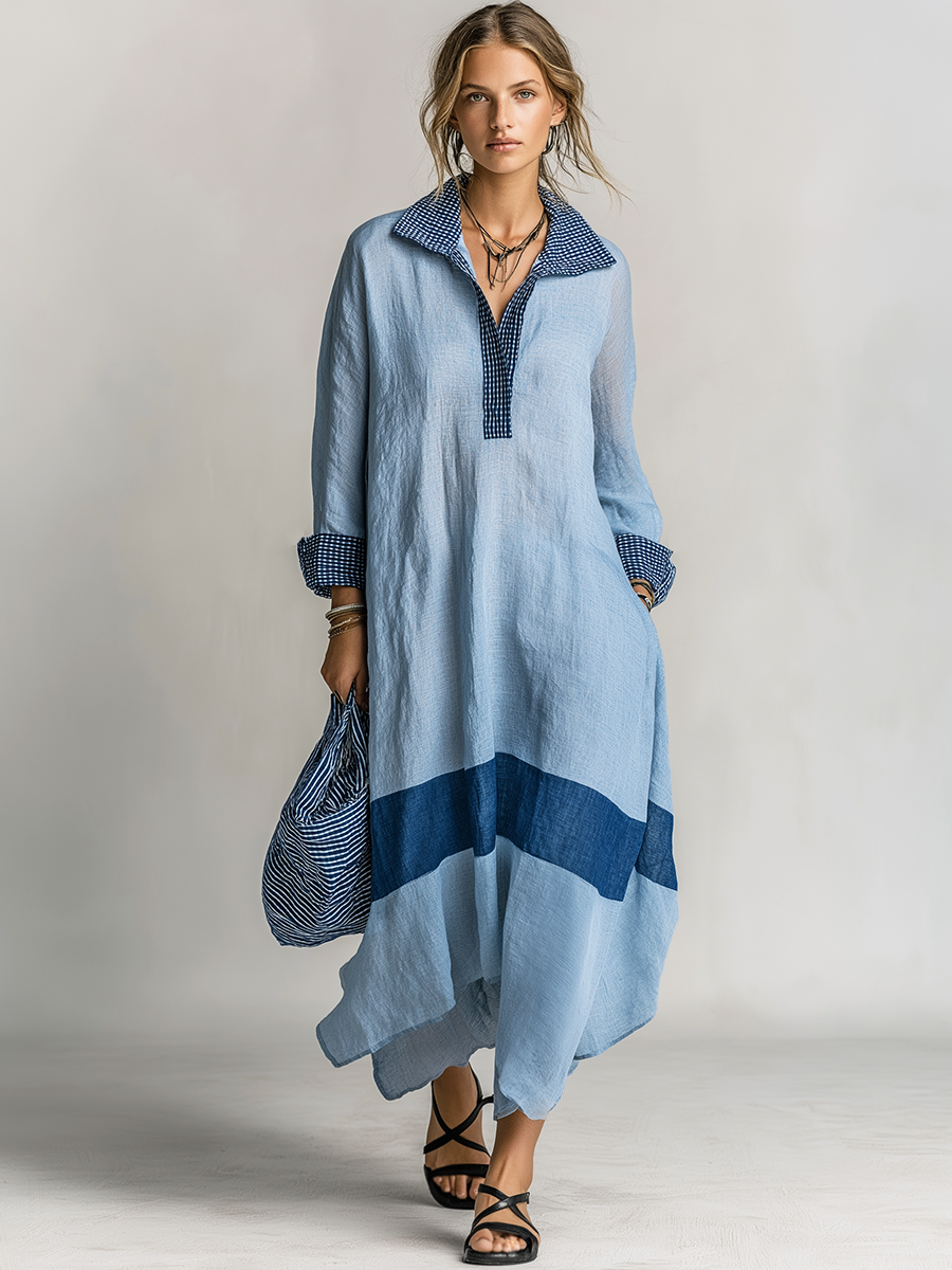 Helena Linen Long Sleeve Midi Dress