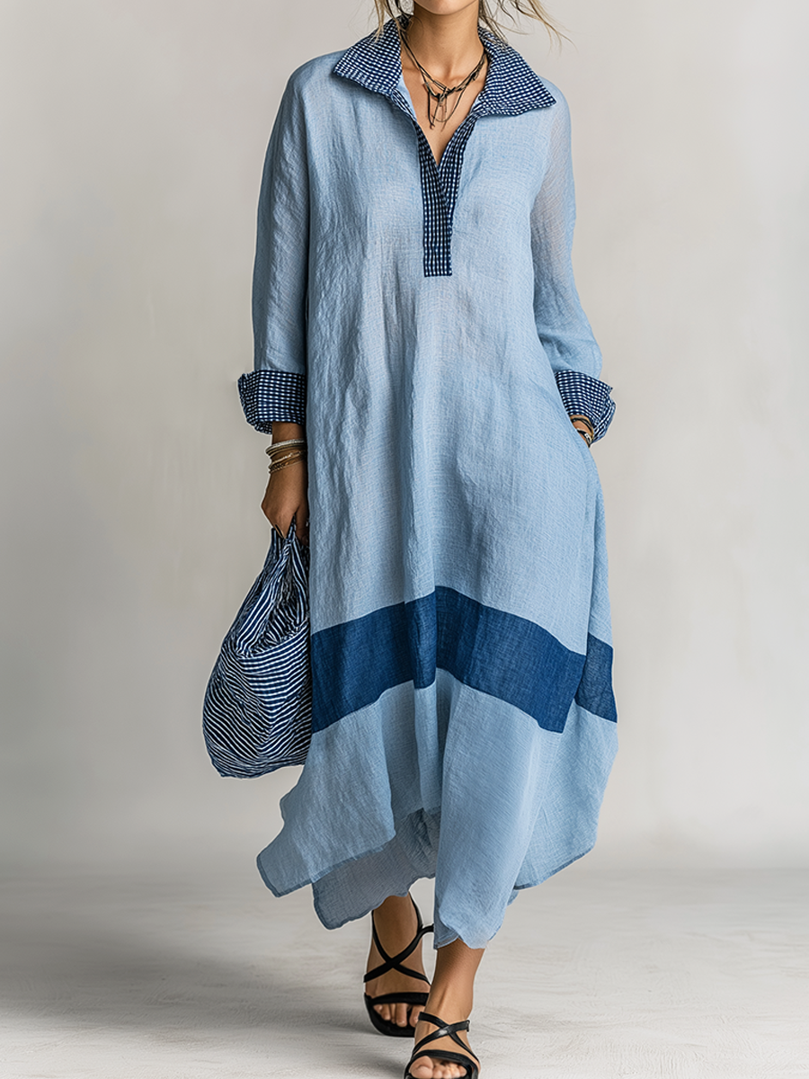 Helena Linen Long Sleeve Midi Dress