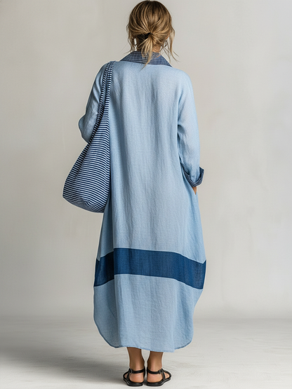 Helena Linen Long Sleeve Midi Dress