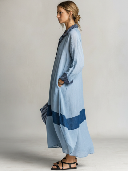 Helena Linen Long Sleeve Midi Dress