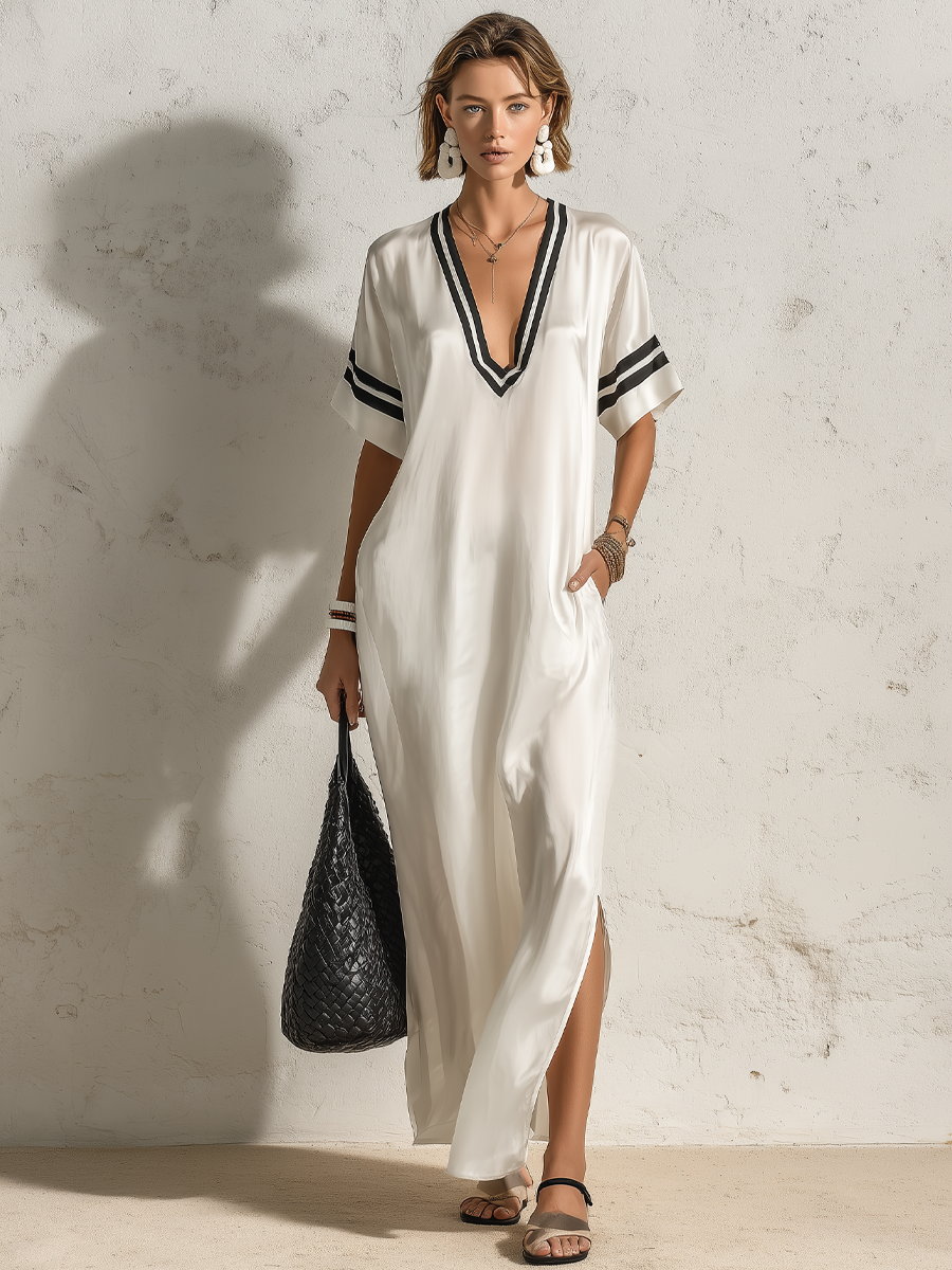 Dahlia Satin V-Neck Maxi Dress