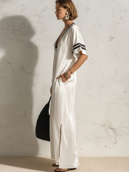 Dahlia Satin V-Neck Maxi Dress