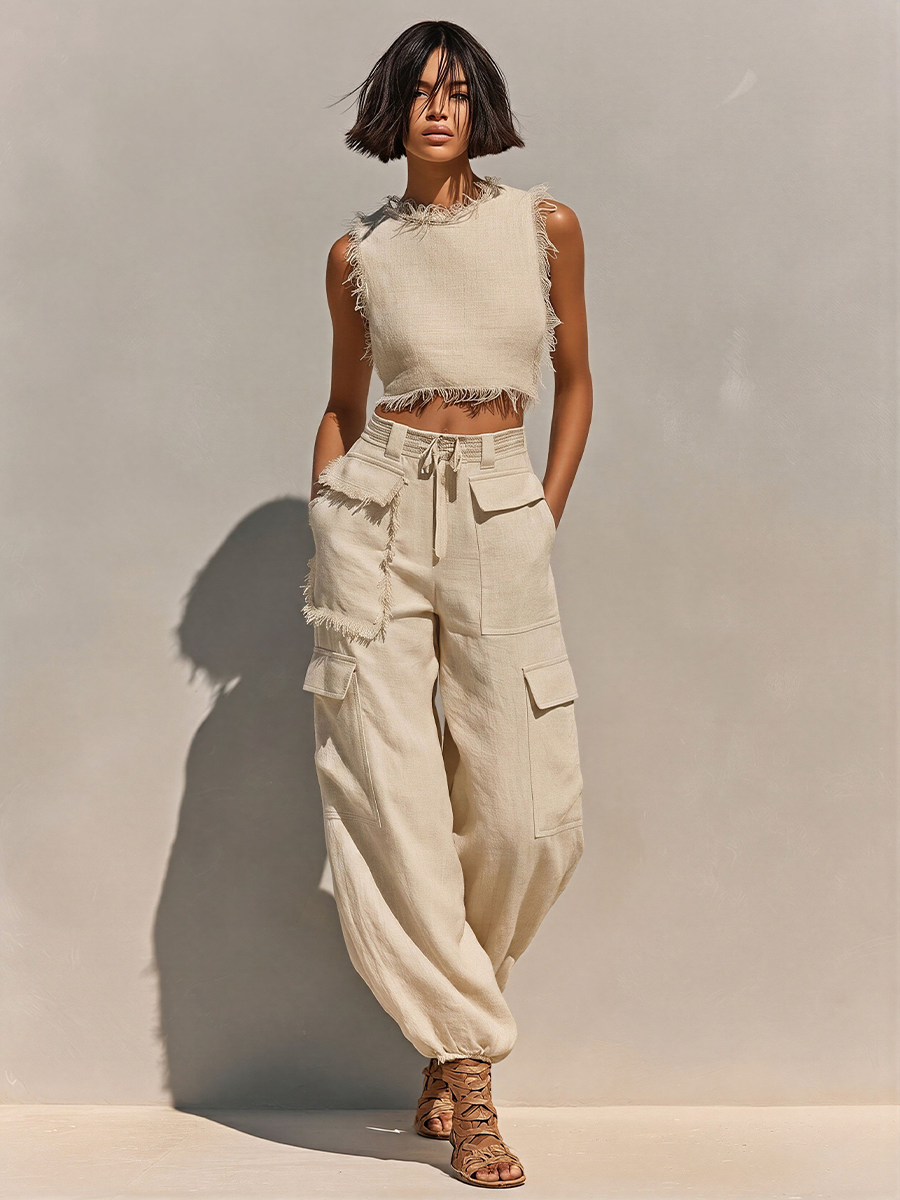 Una Beige Linen Co-ord Set