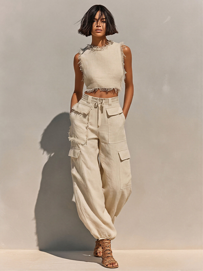 Una Beige Linen Co-ord Set