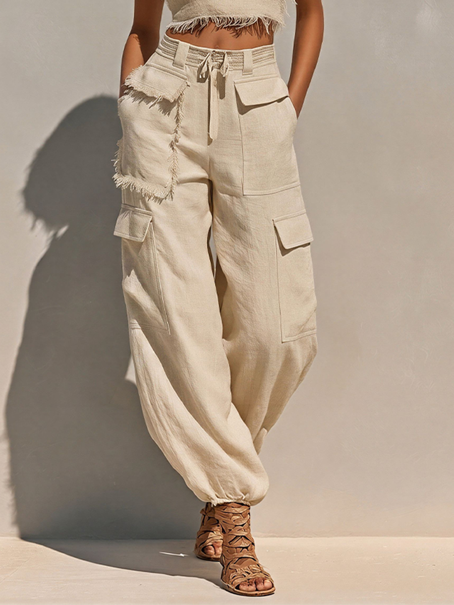 Una Beige Linen Co-ord Set