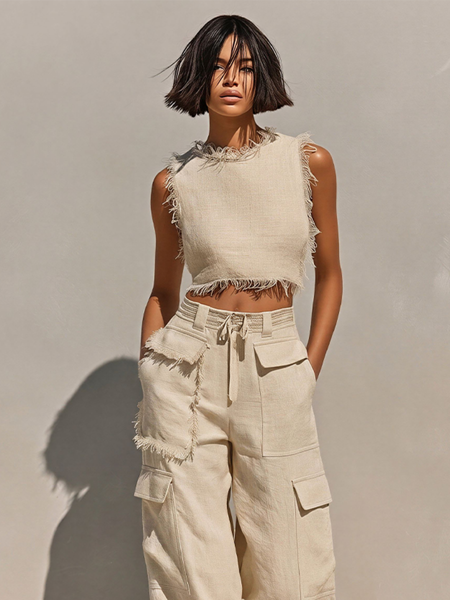 Una Beige Linen Co-ord Set