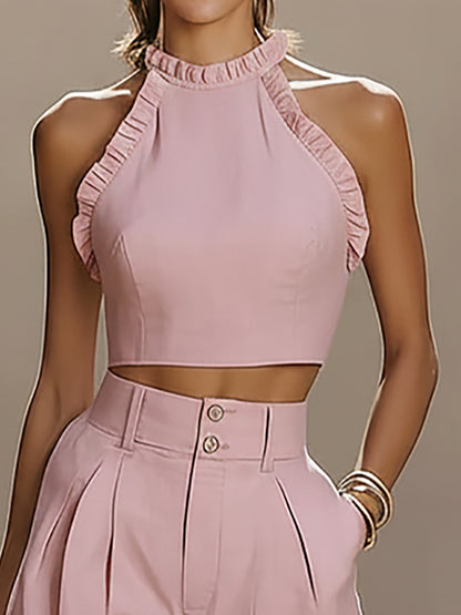 Della Pink Linen Halter Co-ord Set