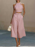 Della Pink Linen Halter Co-ord Set