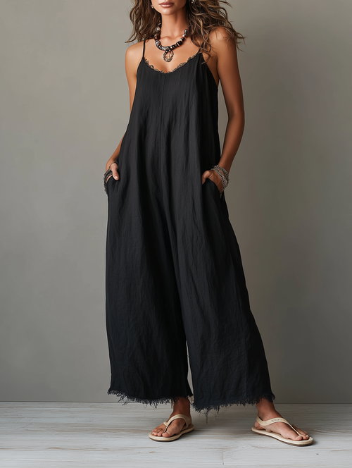 Thea Linen Lace Jumpsuit