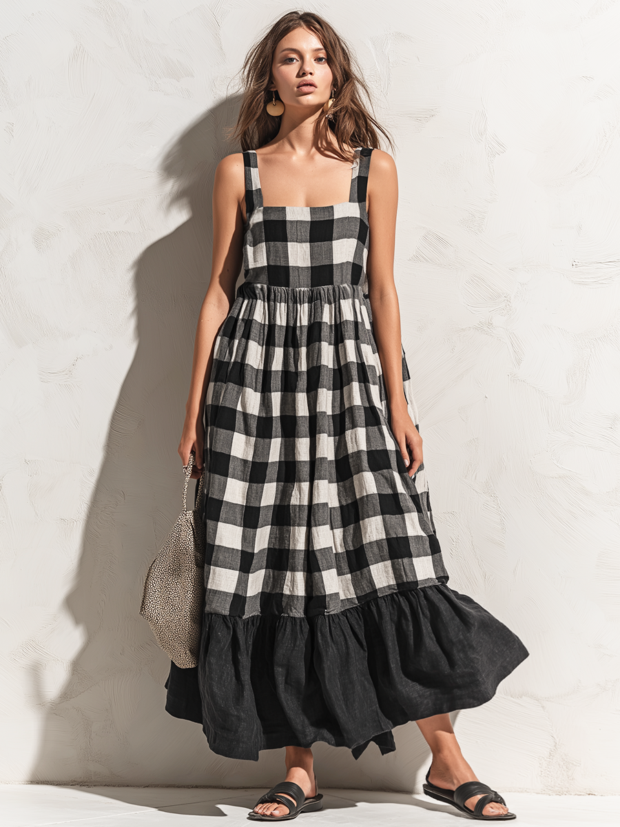 Lottie Linen Ruffle Maxi Dress