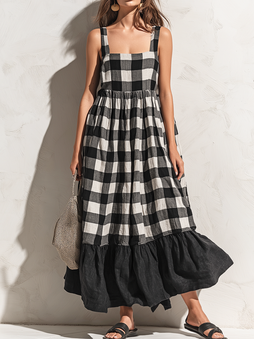 Lottie Linen Ruffle Maxi Dress