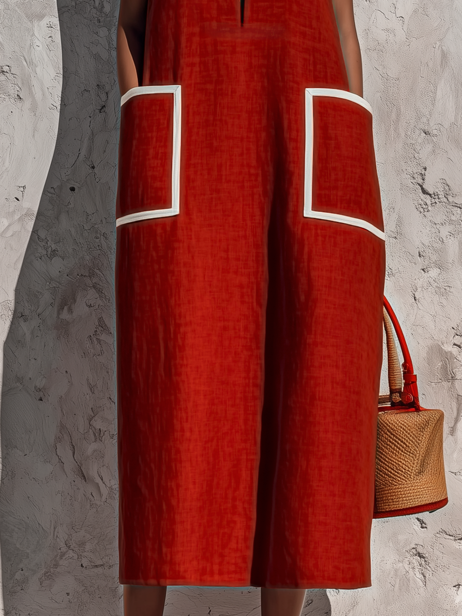 Eleanor White Linen Sleeveless Midi Dress