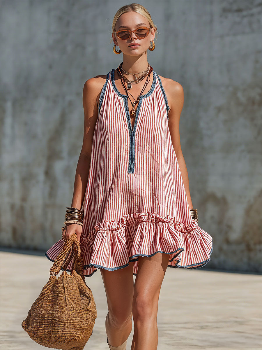 Meadow White Linen Ruffle Mini Dress