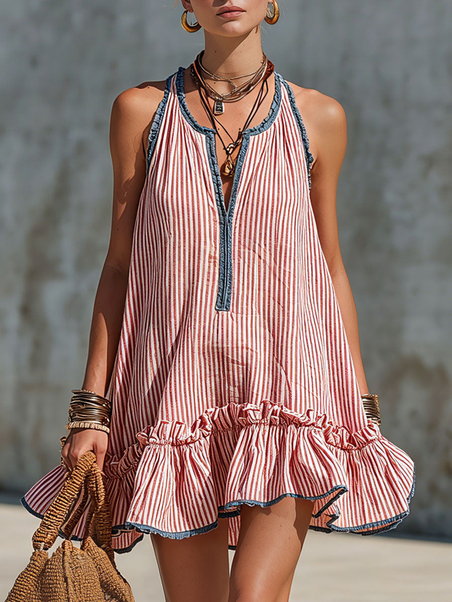 Meadow White Linen Ruffle Mini Dress