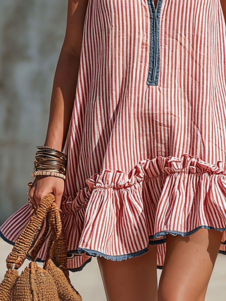 Meadow White Linen Ruffle Mini Dress