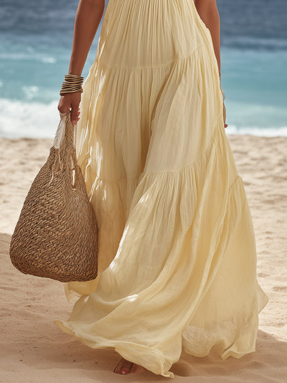 Elodie Linen Lace Maxi Dress