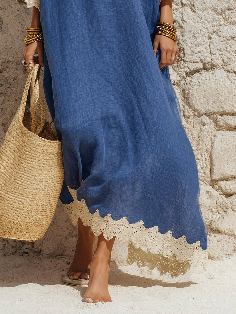 Vesper Linen Lace Maxi Dress
