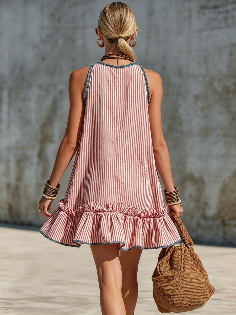 Meadow White Linen Ruffle Mini Dress