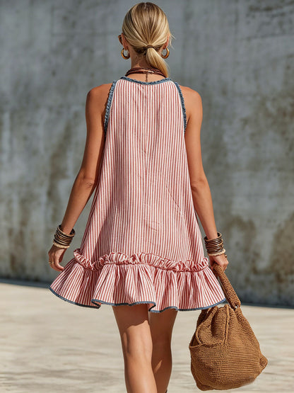 Meadow White Linen Ruffle Mini Dress