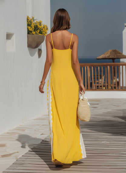 Amelie Yellow Lace Lace Maxi Dress