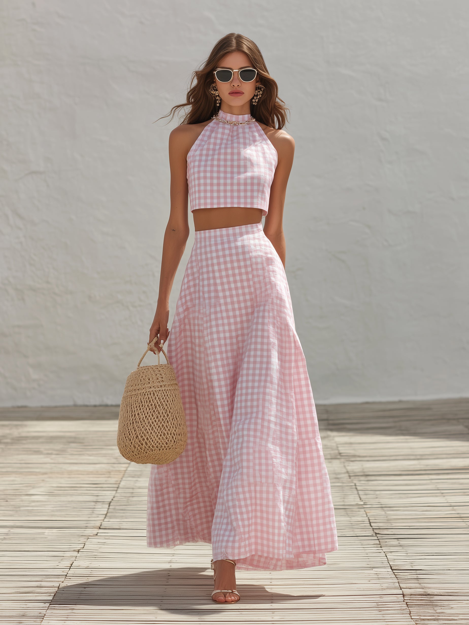 Lana Pink Linen Halter Co-ord Set