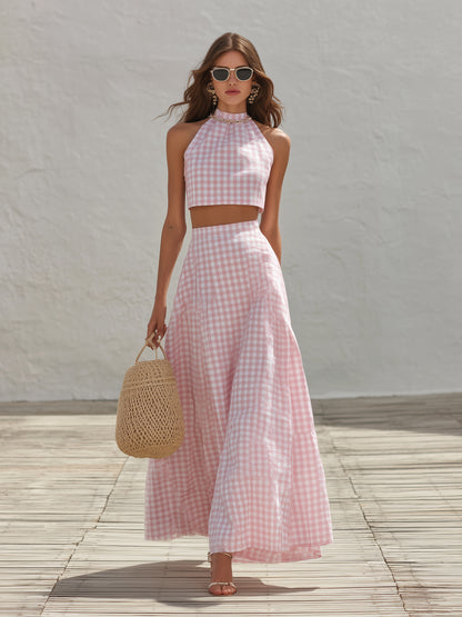 Lana Pink Linen Halter Co-ord Set