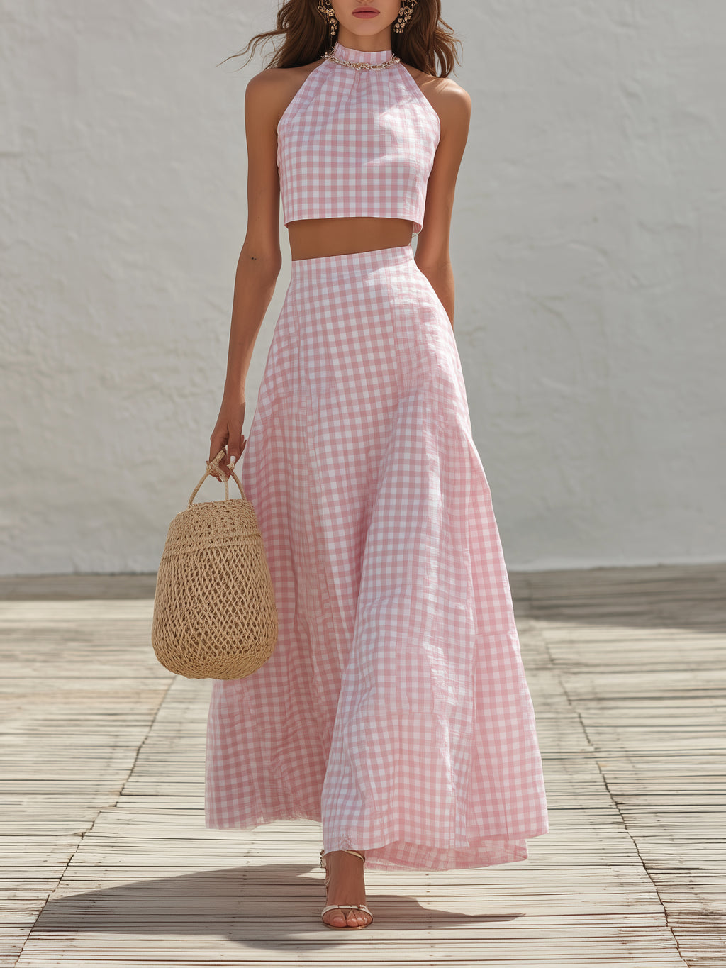 Lana Pink Linen Halter Co-ord Set