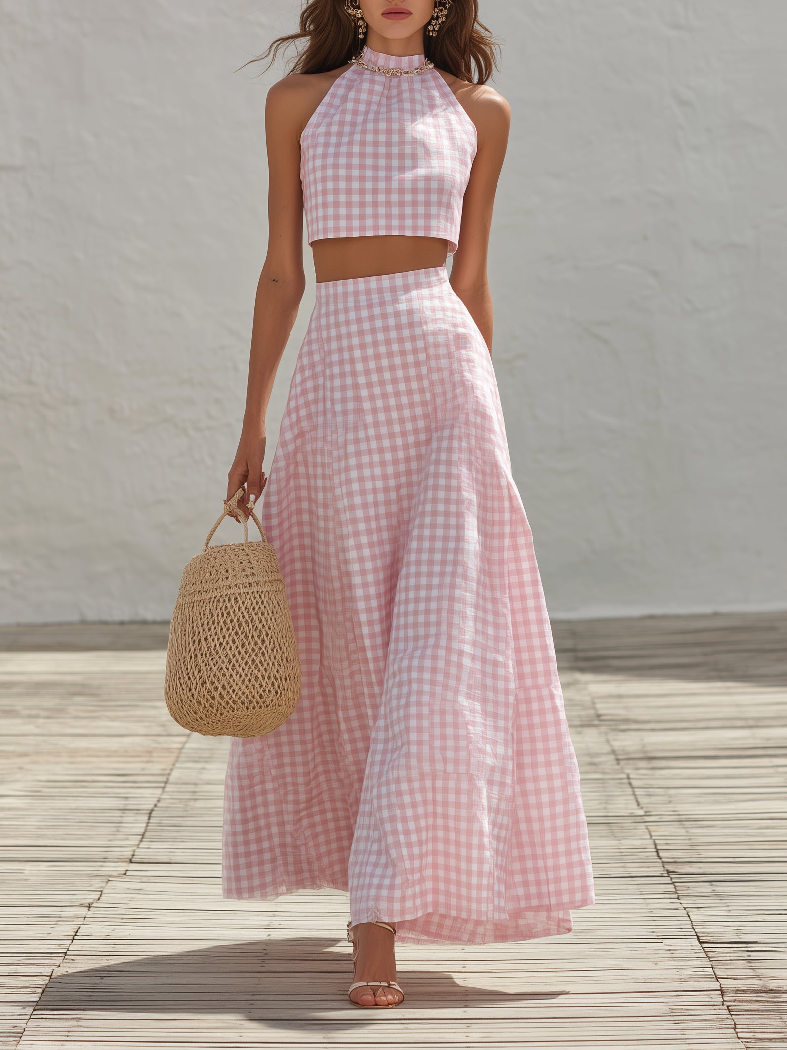 Lana Pink Linen Halter Co-ord Set