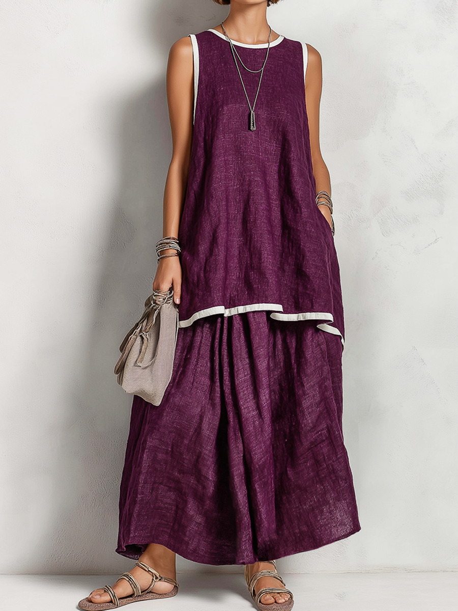 Coralind Linen Sleeveless Co-ord Set