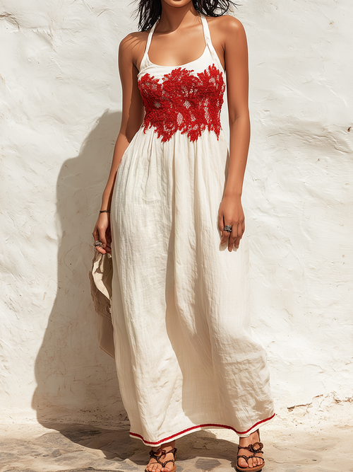 Ffion Linen Lace Maxi Dress