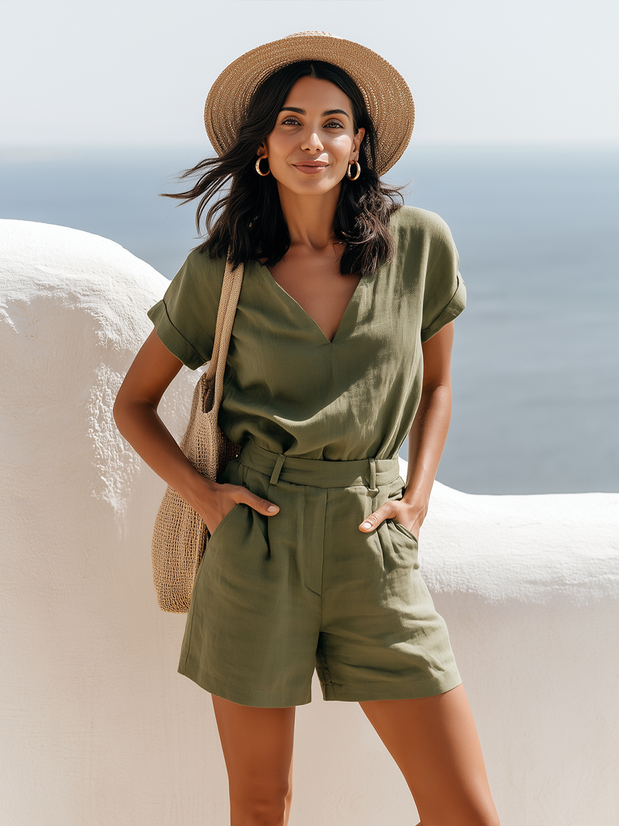Leonie Linen V-Neck Jumpsuit