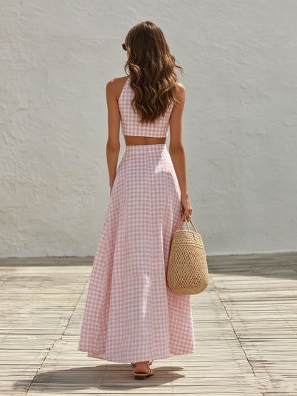 Lana Pink Linen Halter Co-ord Set