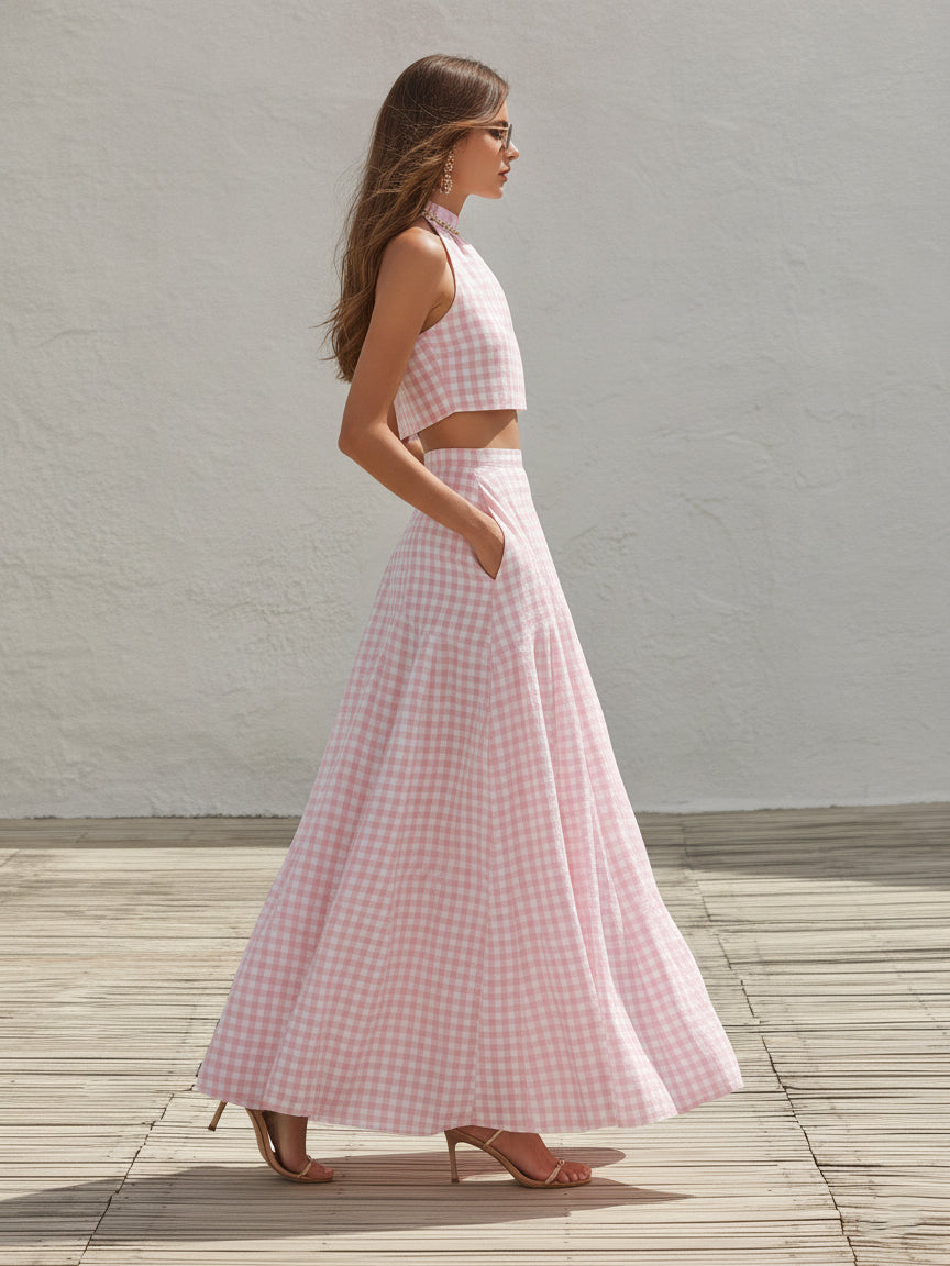 Lana Pink Linen Halter Co-ord Set