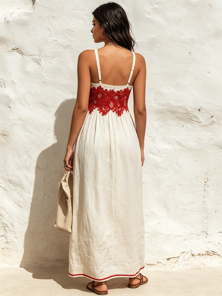Ffion Linen Lace Maxi Dress