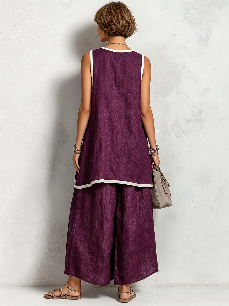 Coralind Linen Sleeveless Co-ord Set