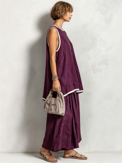 Coralind Linen Sleeveless Co-ord Set