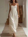 Adeline White Linen Maxi Dress