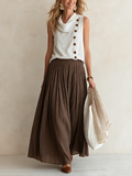 Marisol Brown Chiffon Pleated Co-ord Set