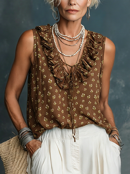 Maelys Linen V-Neck Shirt