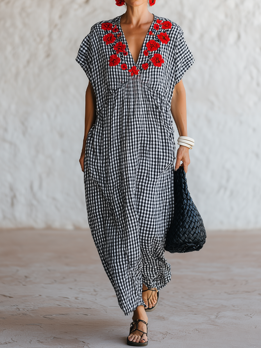 Pernille Cotton V-Neck Maxi Dress