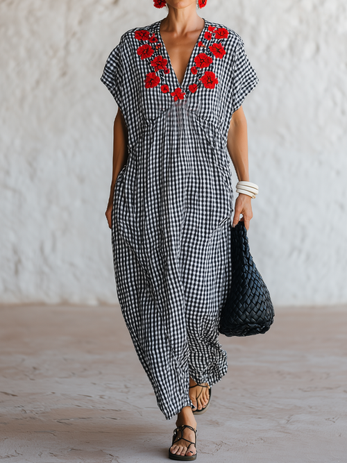Pernille Cotton V-Neck Maxi Dress