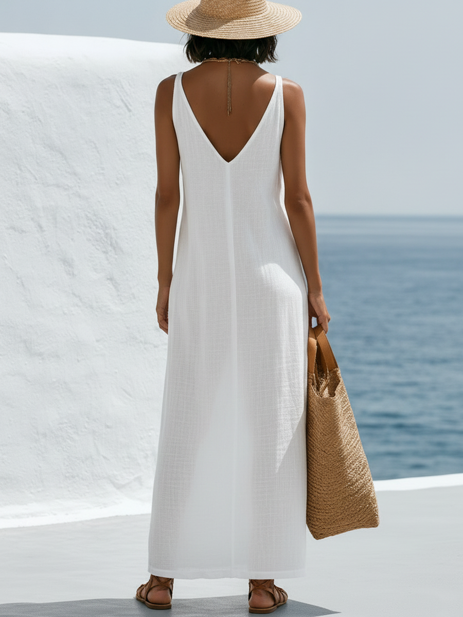 Lisette Linen High Slit Maxi Dress