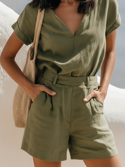 Leonie Linen V-Neck Jumpsuit