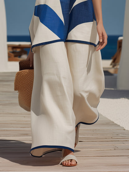 Della Navy Linen Sleeveless Co-ord Set