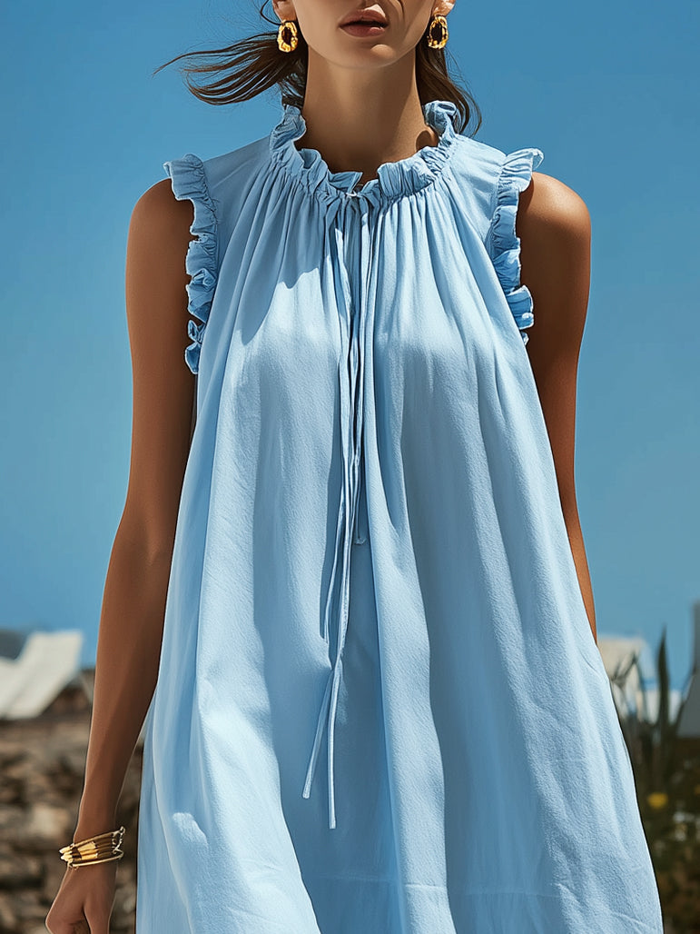 Sofia Blue Ruffle Maxi Dress