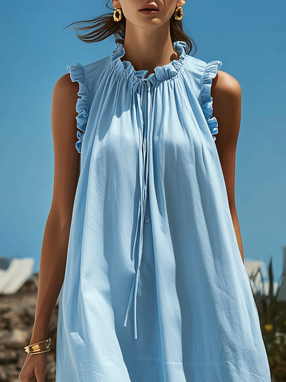 Sofia Blue Ruffle Maxi Dress