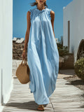 Sofia Blue Ruffle Maxi Dress