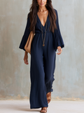Ottilie Blue Long Sleeve Jumpsuit